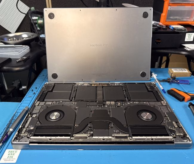 MacBook water damage repair and internal cleaning service